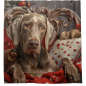 Weimaraner Dog Weihnachtsfest Duschvorhang (Vorderseite)