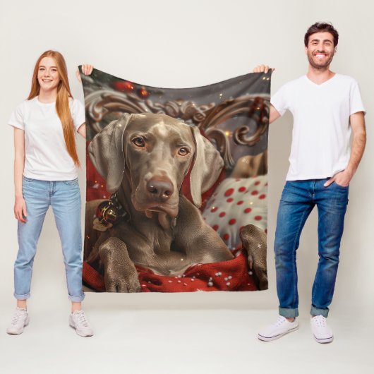 Weimaraner Dog Weihnachtsfest Fleecedecke (Beispiel)