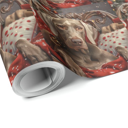 Weimaraner Dog Weihnachtsfest Geschenkpapier (Rolleneckpunkt)