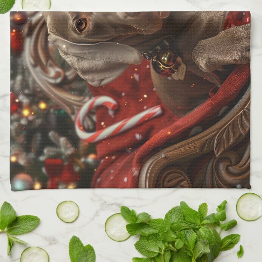 Weimaraner Dog Weihnachtsfest Geschirrtuch (Gefaltet)