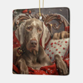 Weimaraner Dog Weihnachtsfest Keramikornament (Links)