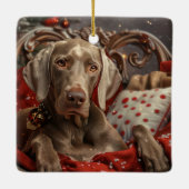 Weimaraner Dog Weihnachtsfest Keramikornament (Rückseite)