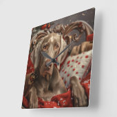 Weimaraner Dog Weihnachtsfest Quadratische Wanduhr (Winkel)