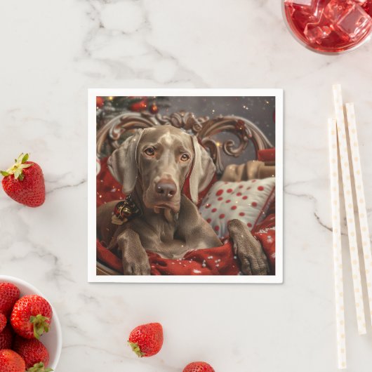 Weimaraner Dog Weihnachtsfest Serviette (Beispiel)