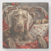 Weimaraner Dog Weihnachtsfest Steinuntersetzer (Vorderseite)