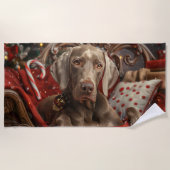 Weimaraner Dog Weihnachtsfest Strandtuch (Vorderseite)