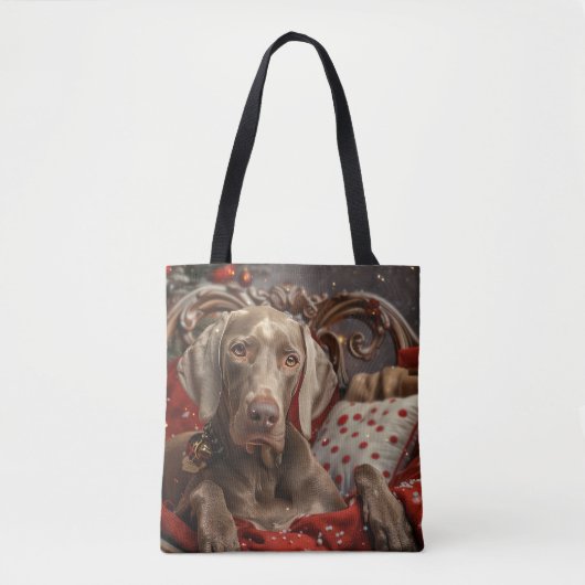 Weimaraner Dog Weihnachtsfest Tasche (Vorderseite)