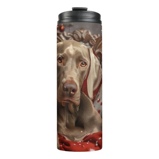 Weimaraner Dog Weihnachtsfest Thermosbecher (Vorderseite)