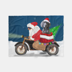 Weimaraner Dog Weihnachtsmann Fleecedecke
