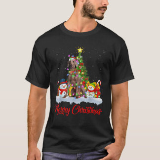 Weimaraner Dog Xmas Tree Lighting Santa Weimaraner T-Shirt