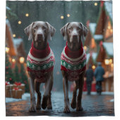 Weimaraner Dogs Christmas Snow Holiday Duschvorhang (Vorderseite)