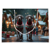 Weimaraner Dogs Christmas Snow Holiday Große Geschenktüte (Vorderseite)