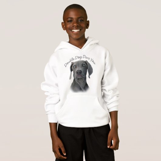 Weimaraner Doppel Hund Dare Dare Sie Hoodie (Vorne ganz)