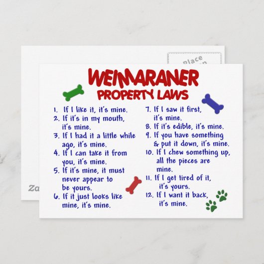 WEIMARANER-Eigentumsrecht 2 Postkarte (Vorne/Hinten)