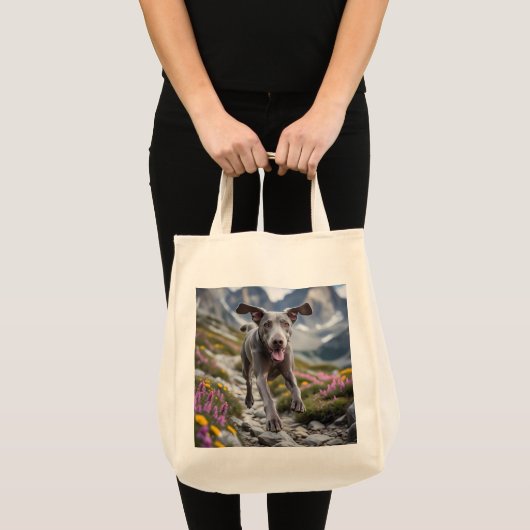 Weimaraner Elegantes Lebensmittelgeschäft Tote Bag Tragetasche (Vorderseite (Produkt))