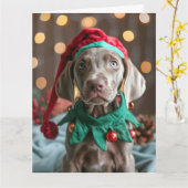 Weimaraner Elf Welppy Weihnachtskarte Karte (Gelbe Blume)