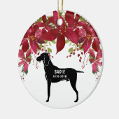 Weimaraner Erinnerungsweihnachtsverzierung Keramik Ornament (Links)
