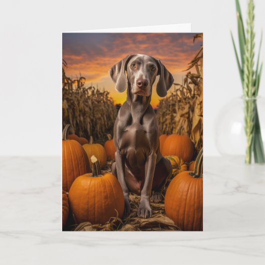 Weimaraner Erntedank Feiertagskarte (Vorderseite)