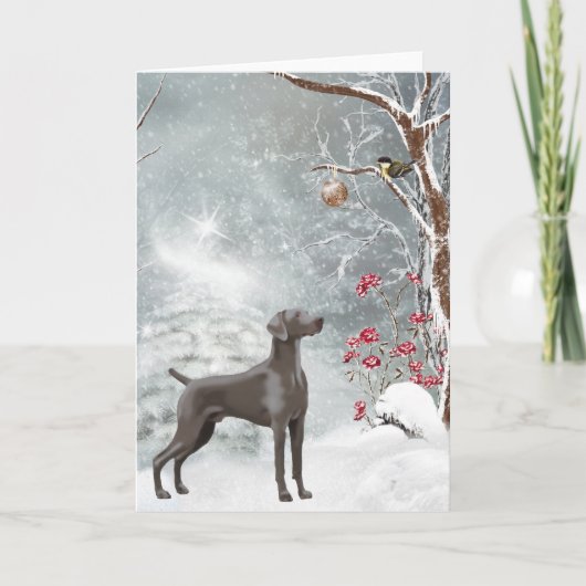 Weimaraner Feiertags-Karte Feiertagskarte (Vorderseite)