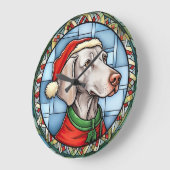 Weimaraner Festgläschen Weihnachten Große Wanduhr (Winkel)