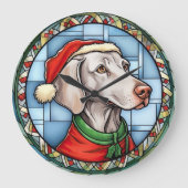 Weimaraner Festgläschen Weihnachten Große Wanduhr (Vorderseite)