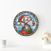 Weimaraner Festgläschen Weihnachten Große Wanduhr (Zuhause)