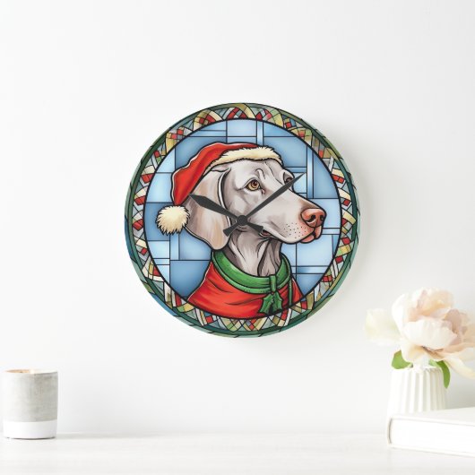 Weimaraner Festgläschen Weihnachten Große Wanduhr (Zuhause)