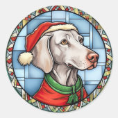 Weimaraner Festgläschen Weihnachten Runder Aufkleber (Vorderseite)