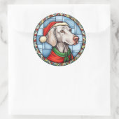 Weimaraner Festgläschen Weihnachten Runder Aufkleber (Tasche)