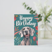 Weimaraner Geburtstag Postkarte (Stehend Vorderseite)
