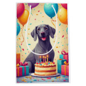 Weimaraner Geburtstagsfeier Mittlere Geschenktüte (Vorderseite)