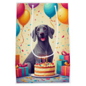 Weimaraner Geburtstagsfeier Mittlere Geschenktüte (Rückseite)
