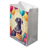 Weimaraner Geburtstagsfeier Mittlere Geschenktüte (Rückseite Schrägansicht)