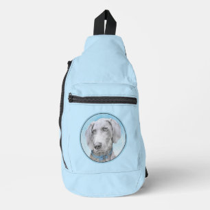 Weimaraner Gemälde Grau Silver Original Hunde Kuns Crossbody Bag
