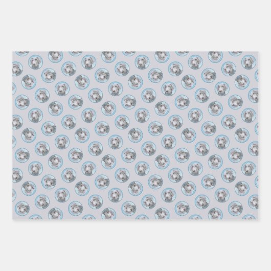 Weimaraner Gemälde Grau Silver Original Hunde Kuns Geschenkpapier Set (Vorderseite 3)