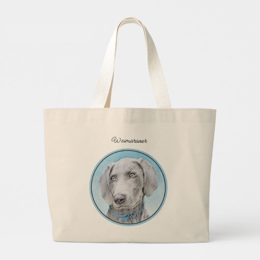 Weimaraner Gemälde Grau Silver Original Hunde Kuns Jumbo Stoffbeutel (Rückseite)