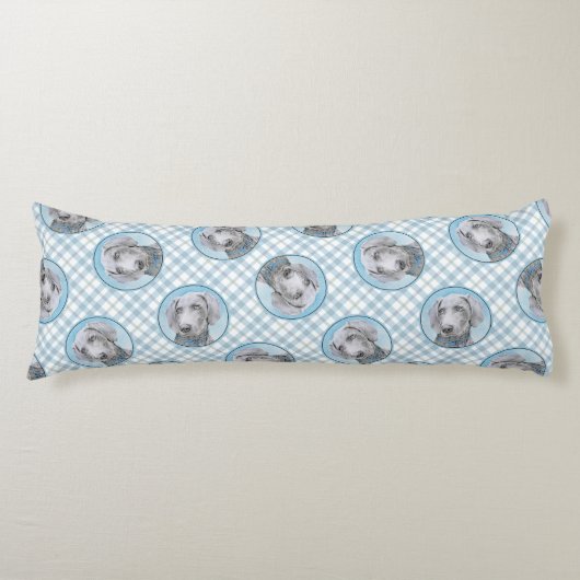Weimaraner Gemälde Grau Silver Original Hunde Kuns Seitenschläferkissen (Vorderseite)