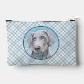 Weimaraner Gemälde Grau Silver Original Hunde Kuns Zubehörtasche (Rückseite)