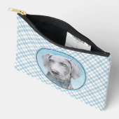 Weimaraner Gemälde Grau Silver Original Hunde Kuns Zubehörtasche (Offen)