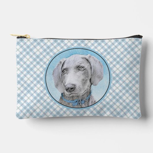 Weimaraner Gemälde Grau Silver Original Hunde Kuns Zubehörtasche (Vorderseite)