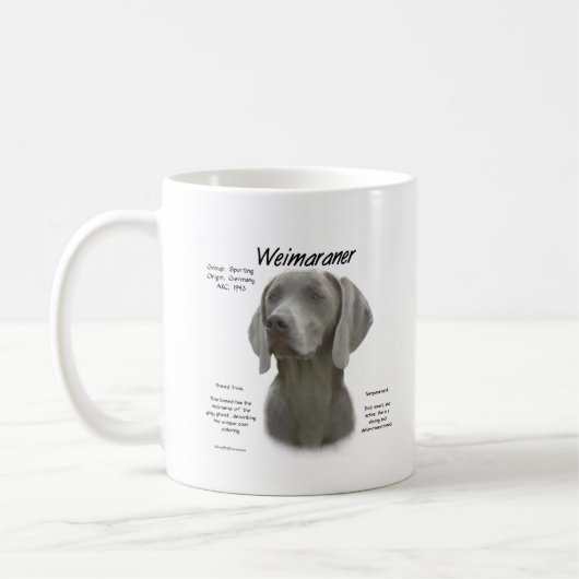 Weimaraner Geschichtsdesign Kaffeetasse (Links)