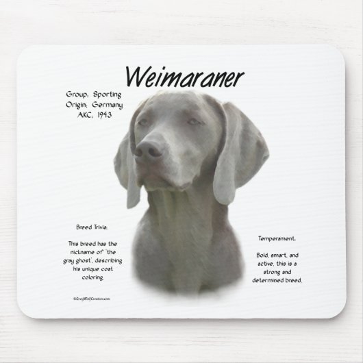 Weimaraner Geschichtsdesign Mousepad (Vorne)