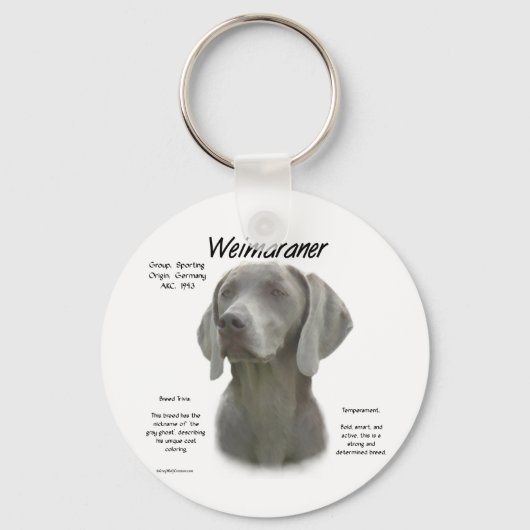 Weimaraner Geschichtsdesign Schlüsselanhänger (Vorderseite)