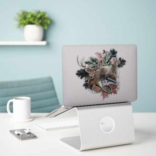 Weimaraner "Ghost" Aufkleber (Laptop auf Schreibtisch)