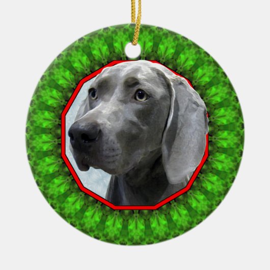Weimaraner glückliches Howliday Keramik Ornament (Vorne)