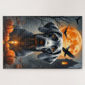 Weimaraner Gothic Manor Halloween-Porträtkunst Puzzle (Horizontal)