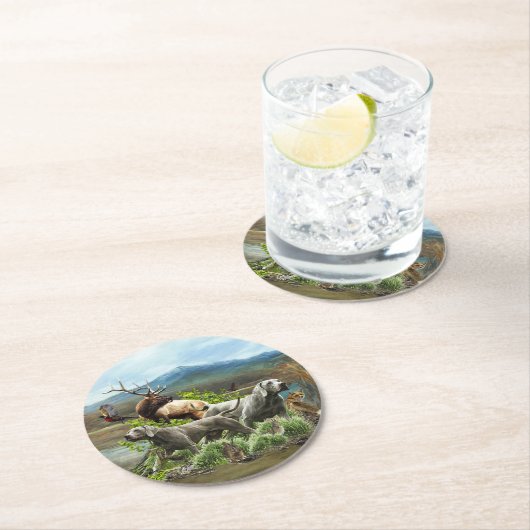 Weimaraner, "Gray Ghost" Runder Pappuntersetzer (Vor Ort)