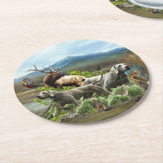 Weimaraner, "Gray Ghost" Runder Pappuntersetzer (Angewinkelt)