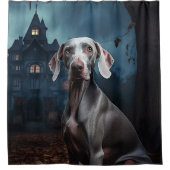 Weimaraner Halloween Beängstigend Duschvorhang (Vorderseite)