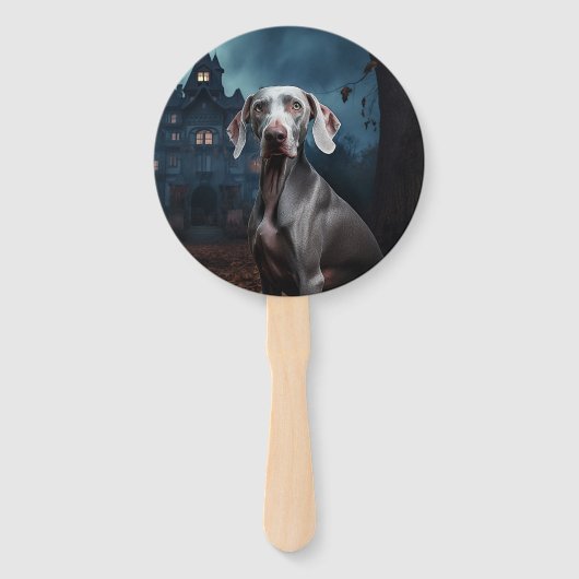 Weimaraner Halloween Beängstigend Fächer (Rückseite)